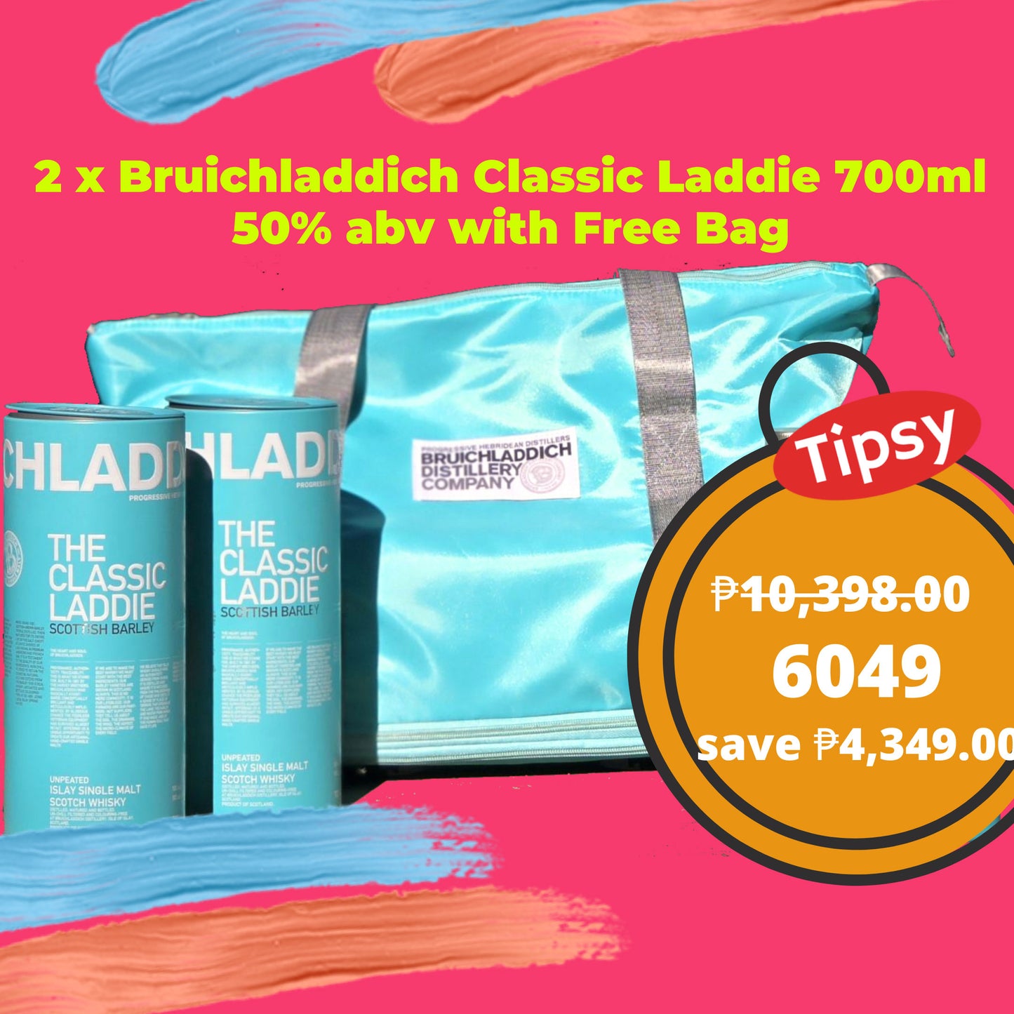 2 x Bruichladdich Classic Laddie 700ml 50% abv with Free Bag Price Philippines