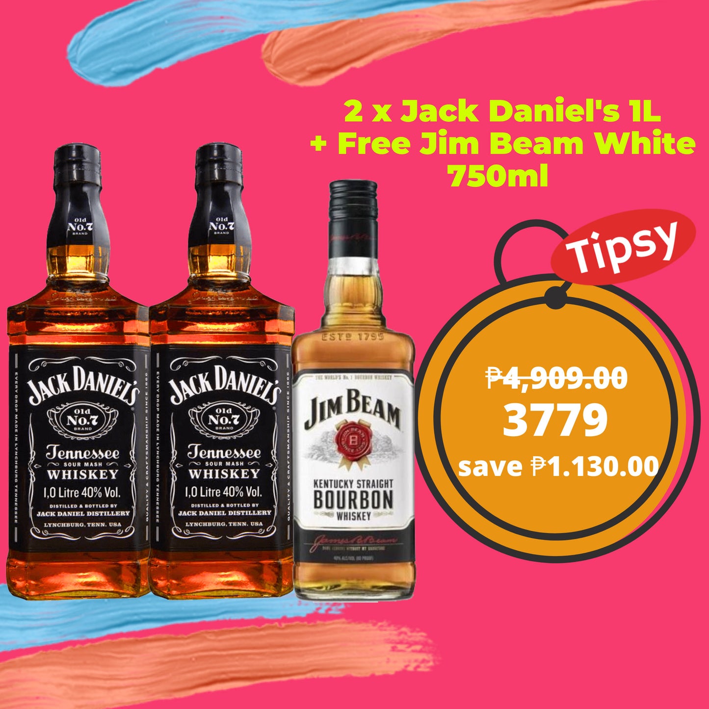 2 x Jack Daniel's 1L + Free Jim Beam White 750ml price Philippines