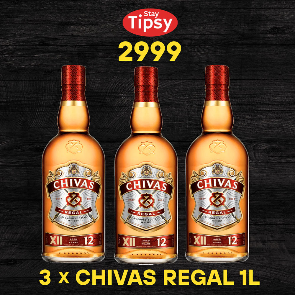 3 x Chivas Regal 12 Year Old Blended Scotch Whisky 1L
