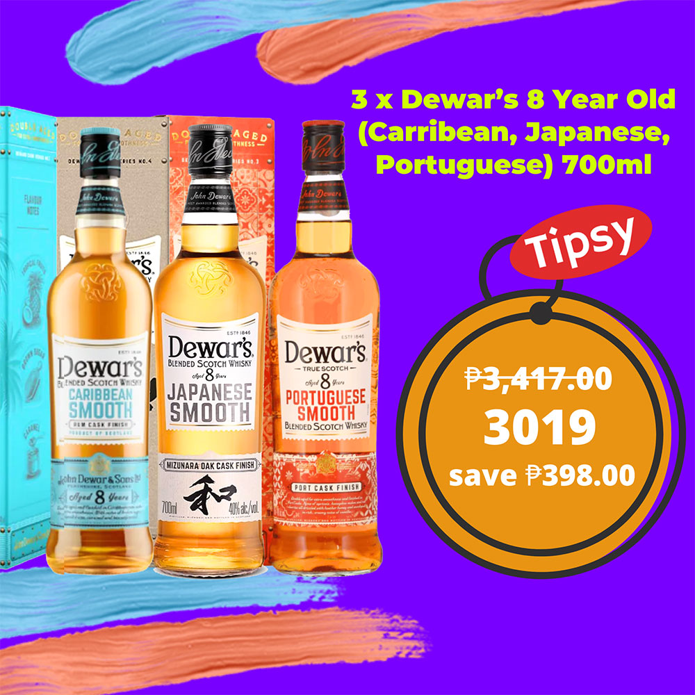 Buy 3 x Dewar’s 8 Year Old (Carribean, Japanese, Portuguese) 700ml at a Very Affordable Price in the Philippines