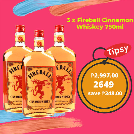 3 x Fireball Cinnamon Whiskey 750ml