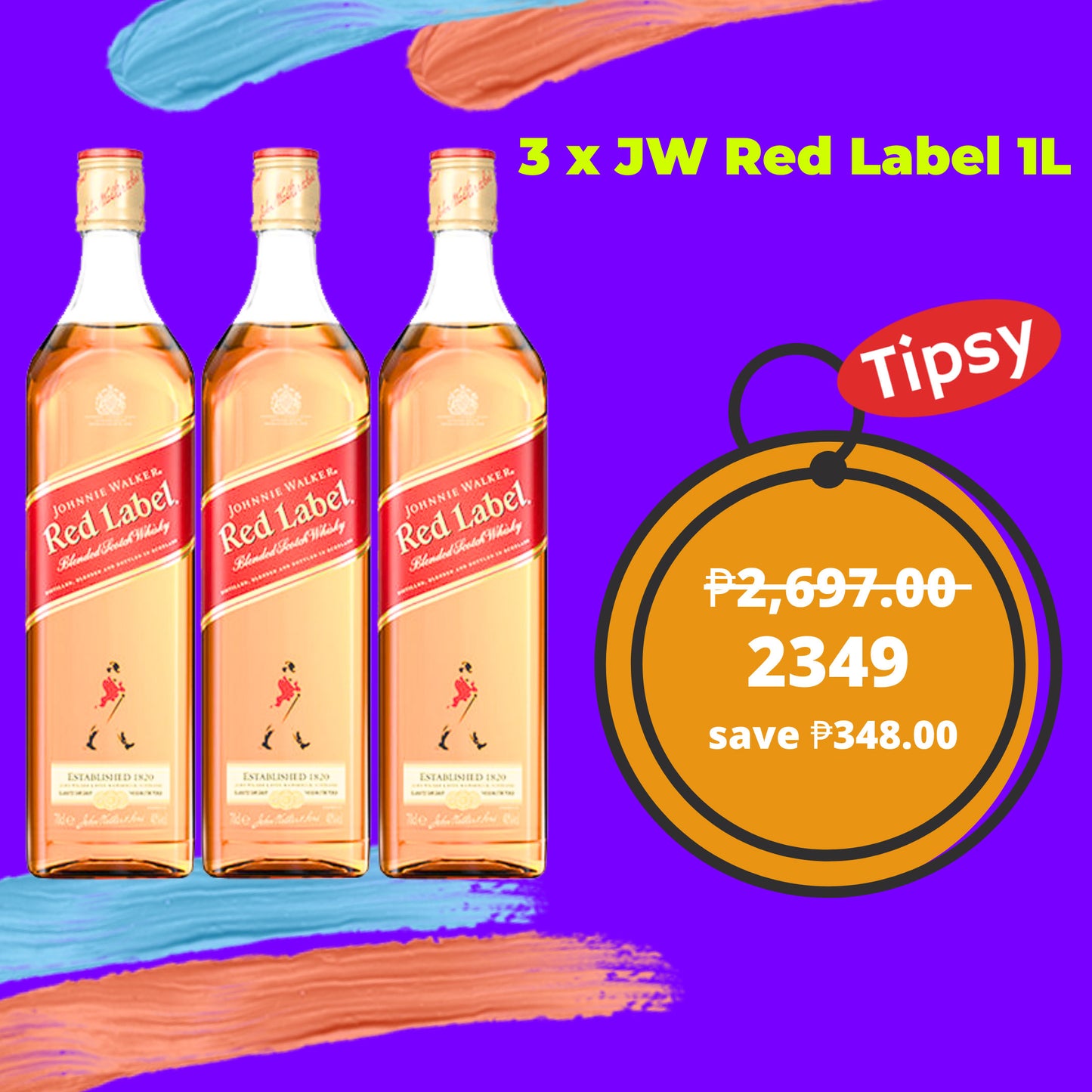 3 x Johnnie Walker Red Label 1L (PROMO) Price Ph