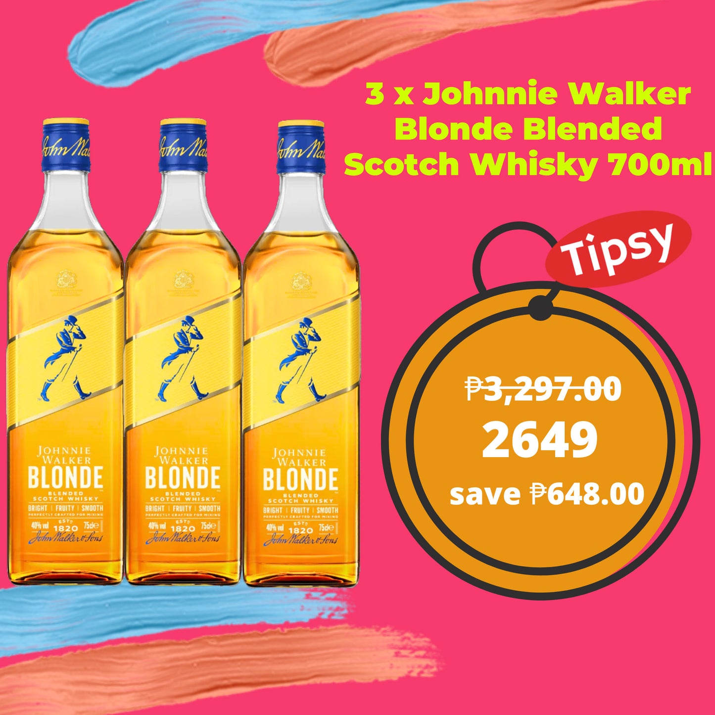 3 x Johnnie Walker Blonde Blended Scotch Whisky 700ml Price Philippines