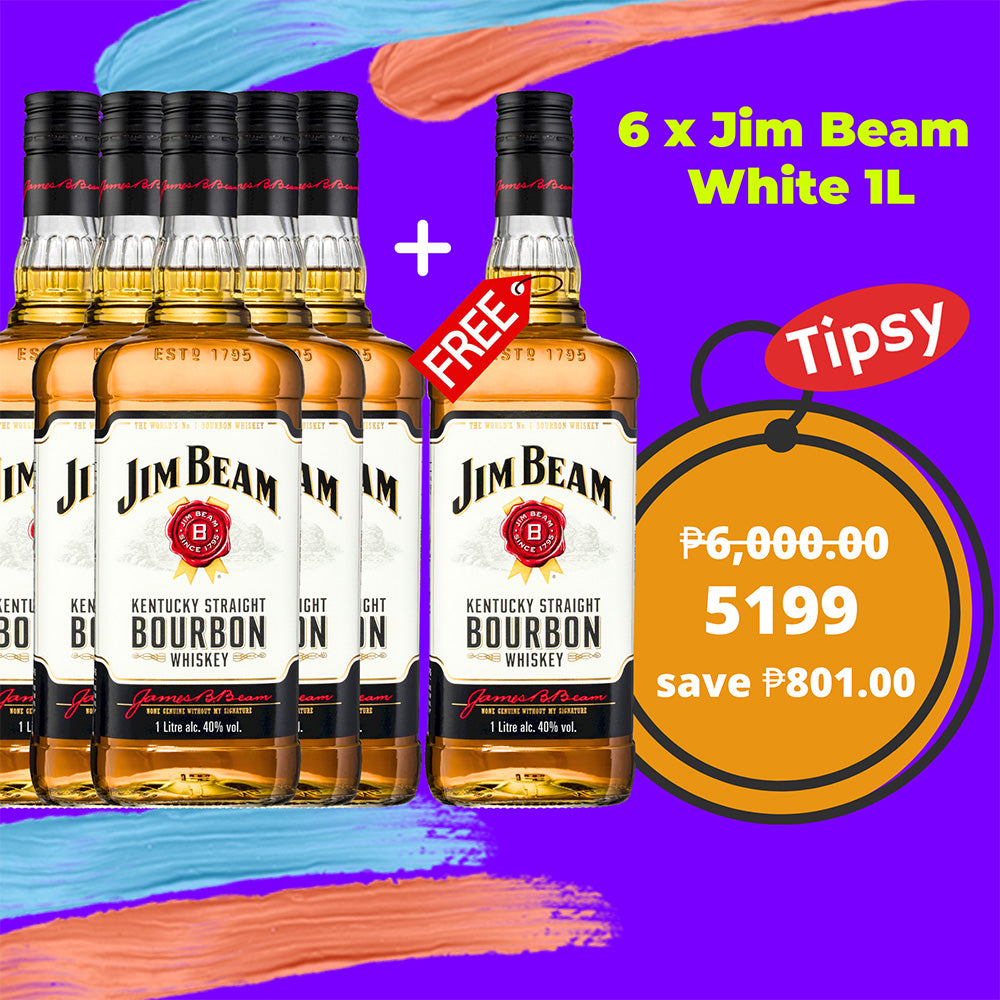 6 x Jim Beam White 1L Bourbon Whisky