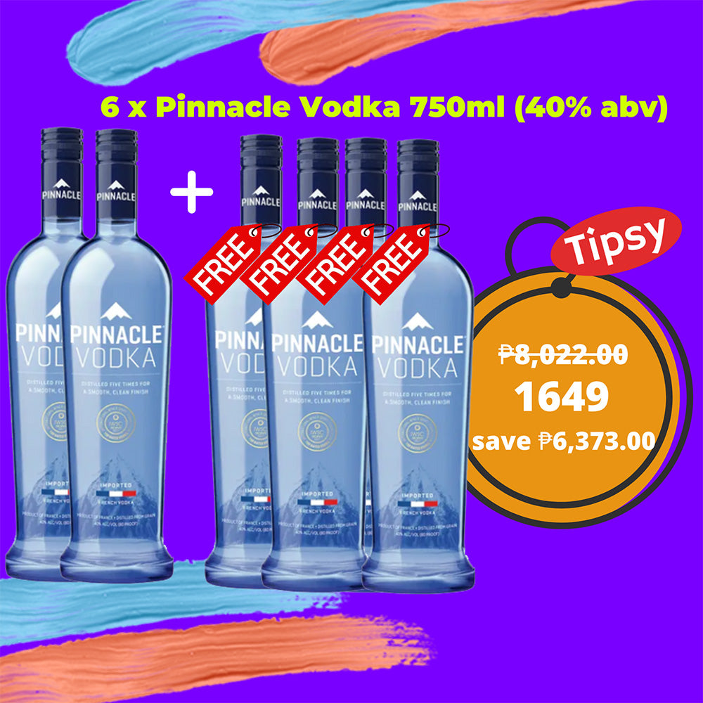 6 x Pinnacle Vodka 750ml (40 abv) Tipsy
