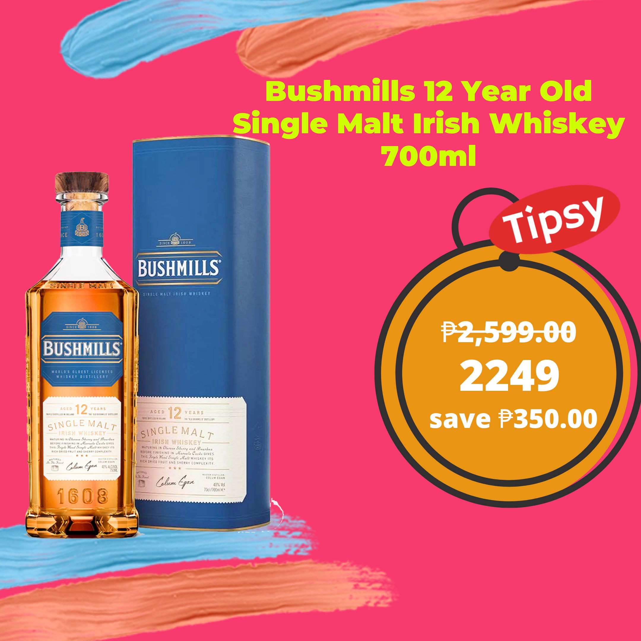 Buy Bushmills 12 Year Old Single Malt Irish Whiskey 700ml at a 