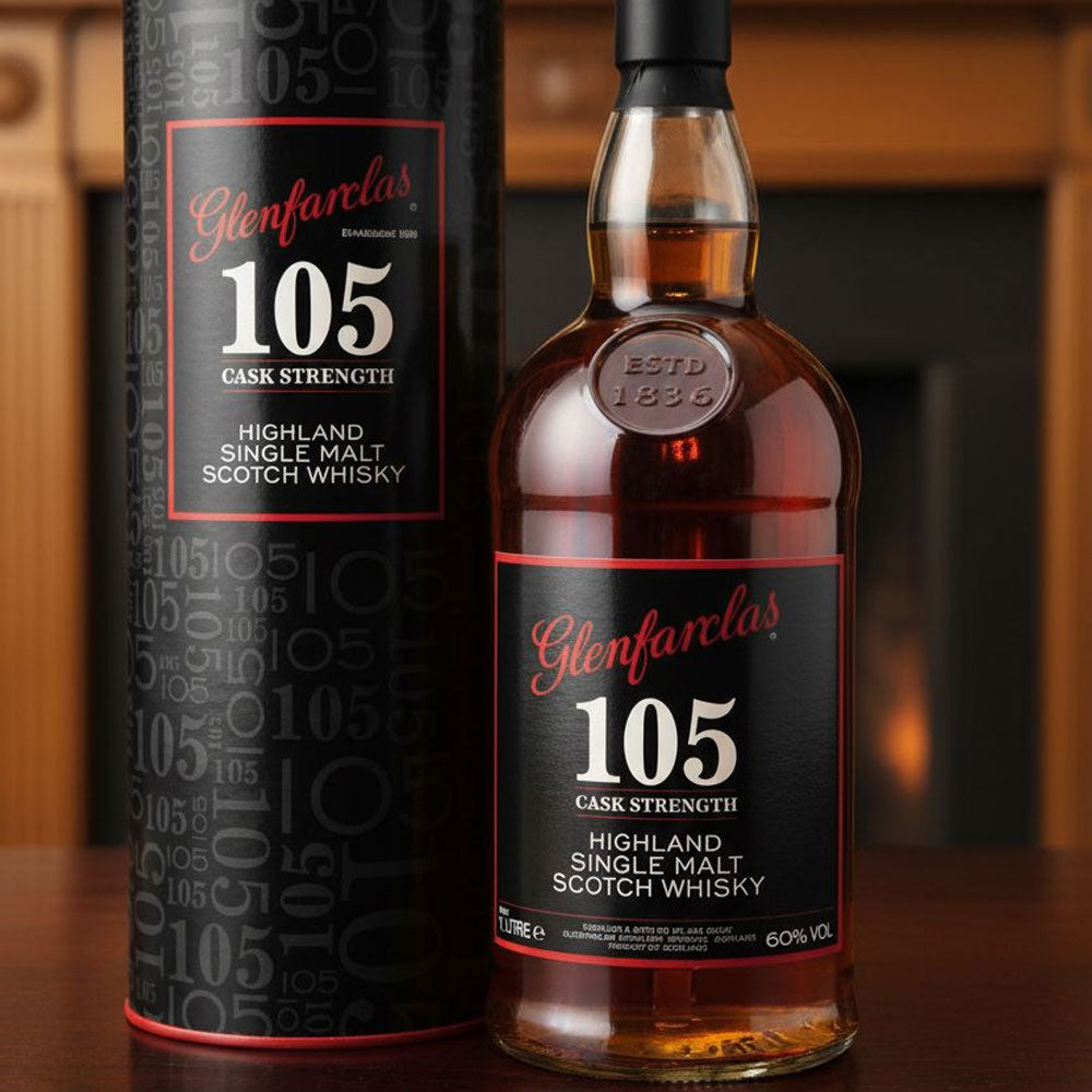 Glenfarclas 105 Cask Strength Scotch Whisky is a full 60% abv