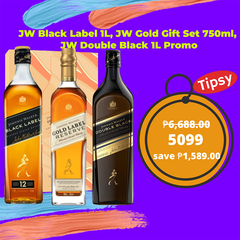 JW Black Label 1L, JW Gold Gift Set 750ml, JW Double Black 1L Promo Tipsy