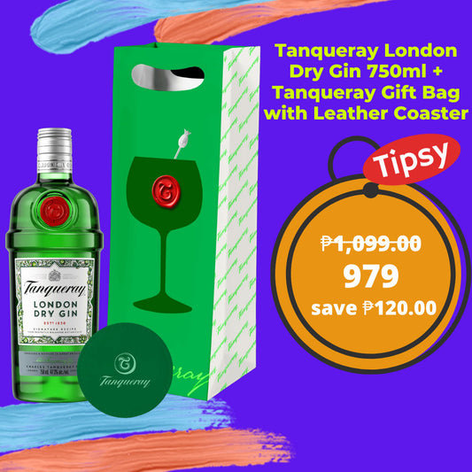 Buy Tanqueray London Dry Gin 750ml + Tanqueray Gift Bag with Leather Coaster at a Very Affordable Price in the Philippines
