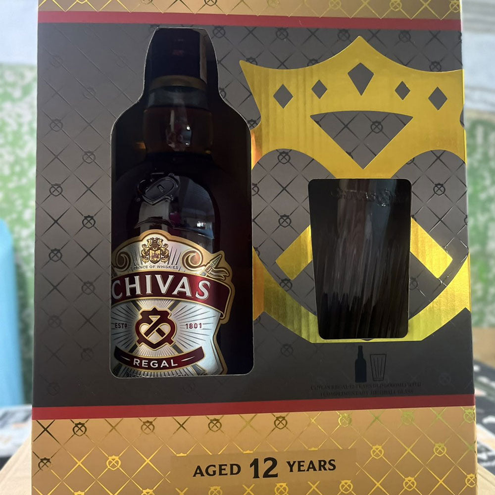 Chivas regal 1L gift set with free glass