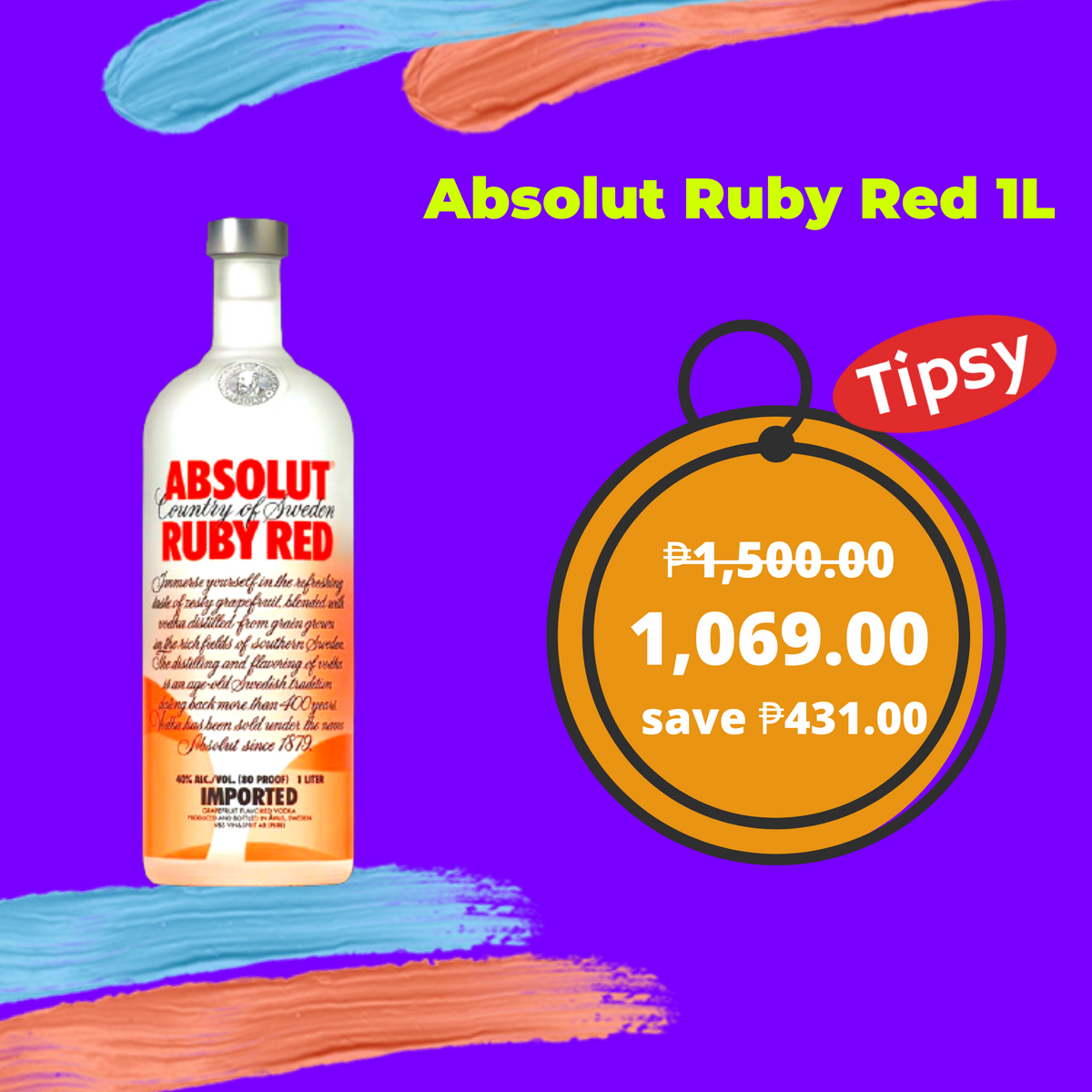 Absolut Ruby Red 1L Tipsy