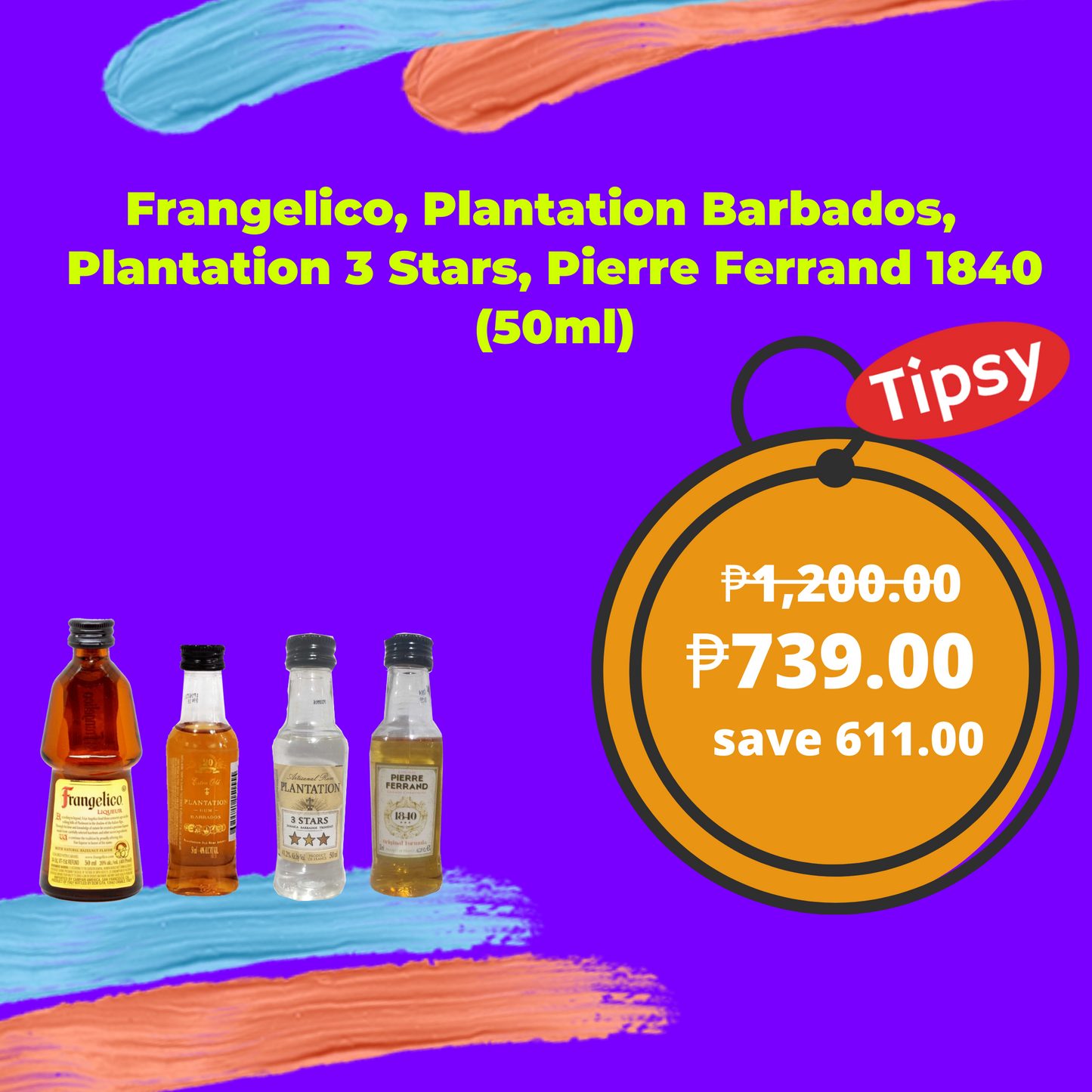Frangelico, Plantation Barbados, Plantation 3 Stars, Pierre Ferrand 1840 (50ml)