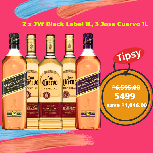 2 x Johnnie Walker Black Label 1L, 3 x Jose Cuervo Gold 1L 40% ABV Price Philippines