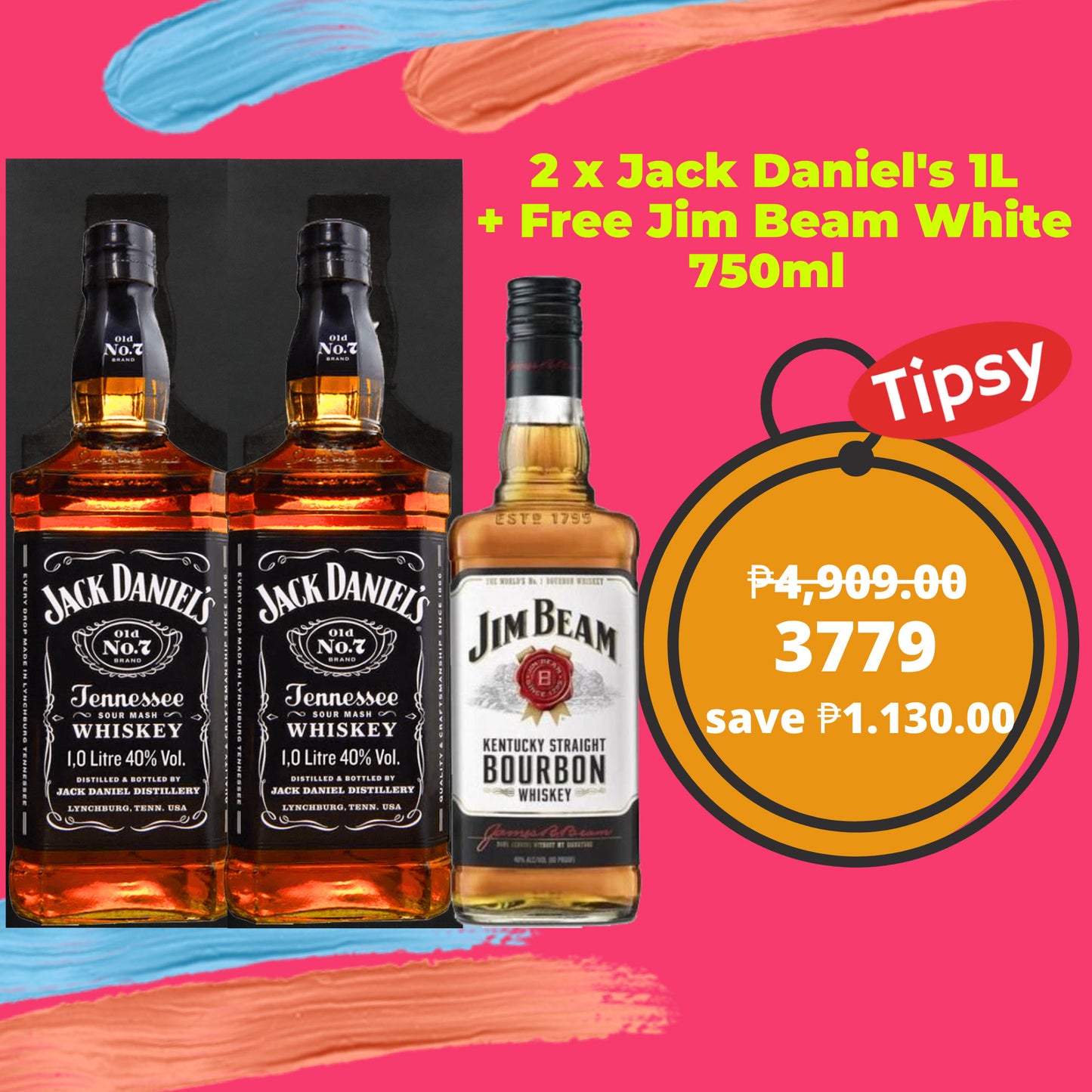 2 x Jack Daniel's 1L + Free Jim Beam White 750ml price Philippines