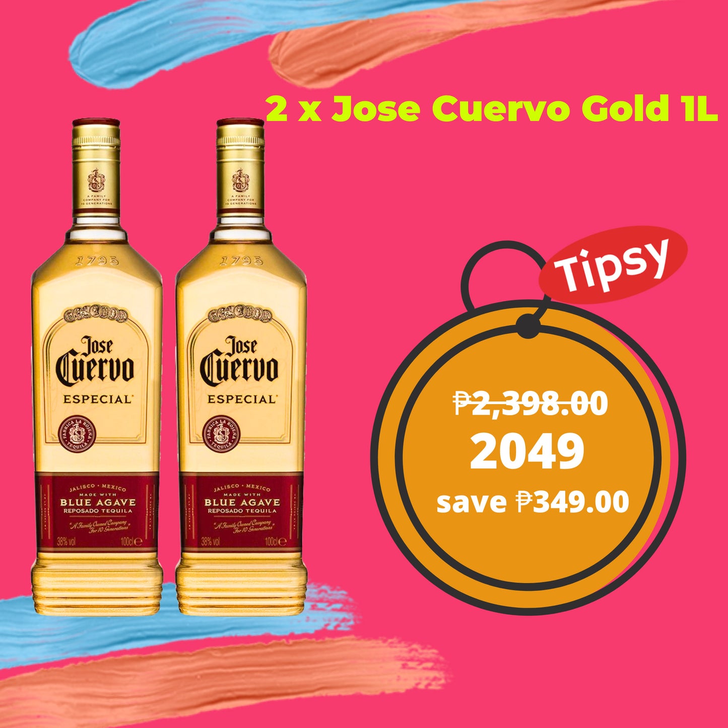 2 x Jose Cuervo Gold 1L (no stopper) Price Philippines