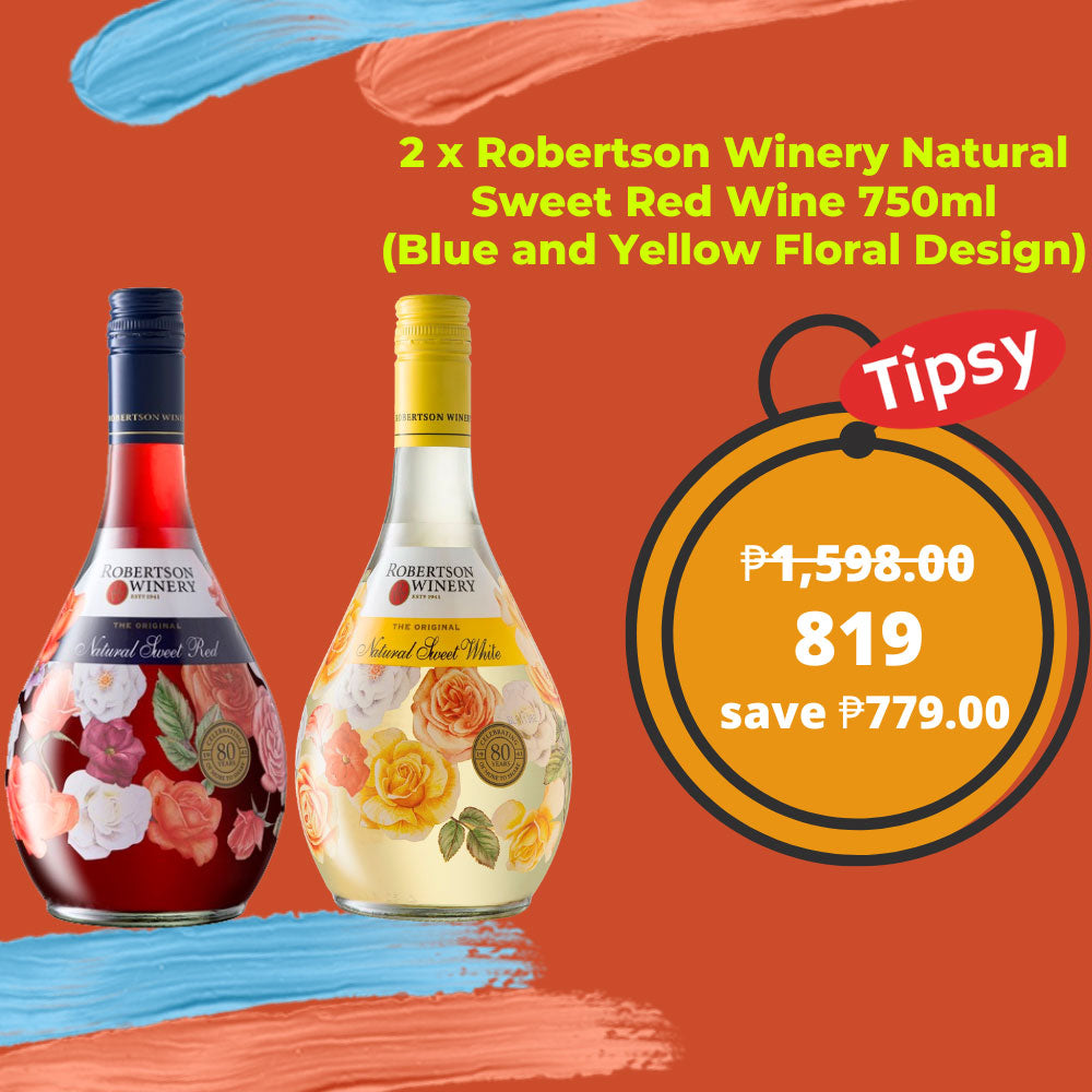 2 x Robertson Winery Natural Sweet Red Wine 750ml (Blue and Yellow Floral Design) Price Philippines