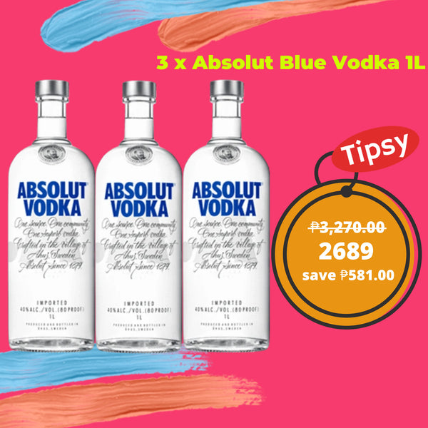 Buy 3 x Absolut Blue Vodka 1L at a Very Affordable Price in the Philippines