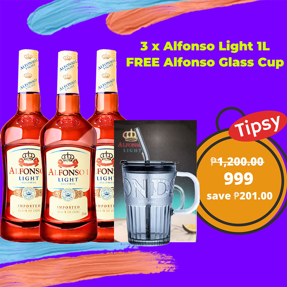 3 x Alfonso Light 1L FREE Alfonso Glass Cup