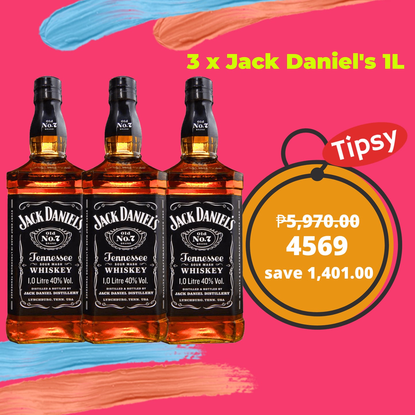 3 x Jack Daniel's 1L with Box Price Philippines