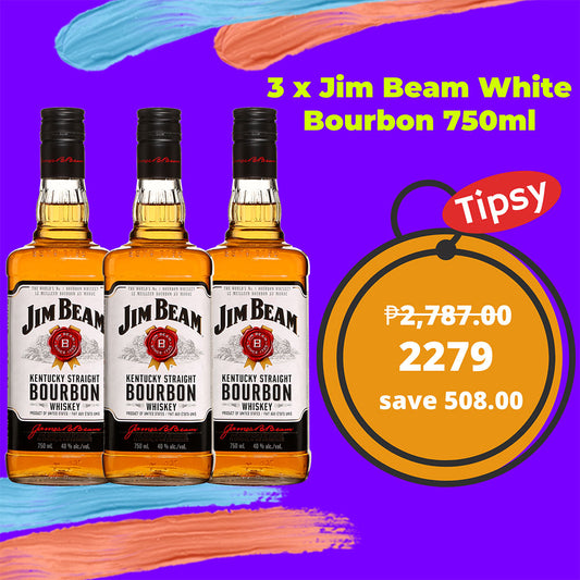 3 x Jim Beam White Bourbon 750ml