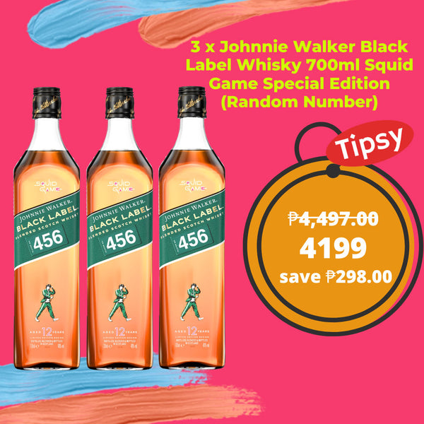 3 x Johnnie Walker Black Label Whisky 700ml Squid Game Special Edition
(Random Number) Price Ph