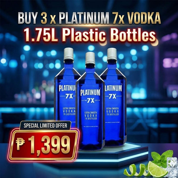 3 x Platinum 7x Extra Smooth Vodka 1.75L Plastic Bottle Price Philippines