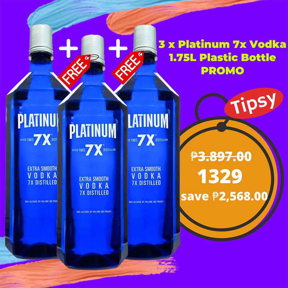 3 x Platinum 7x Vodka 1.75L Plastic Bottle PROMO