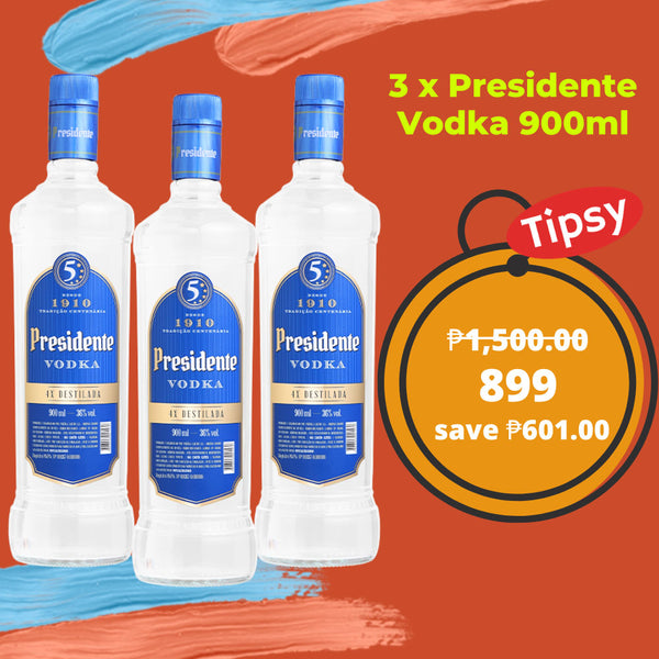 3 x Presidente Vodka 900ml Price Philippines