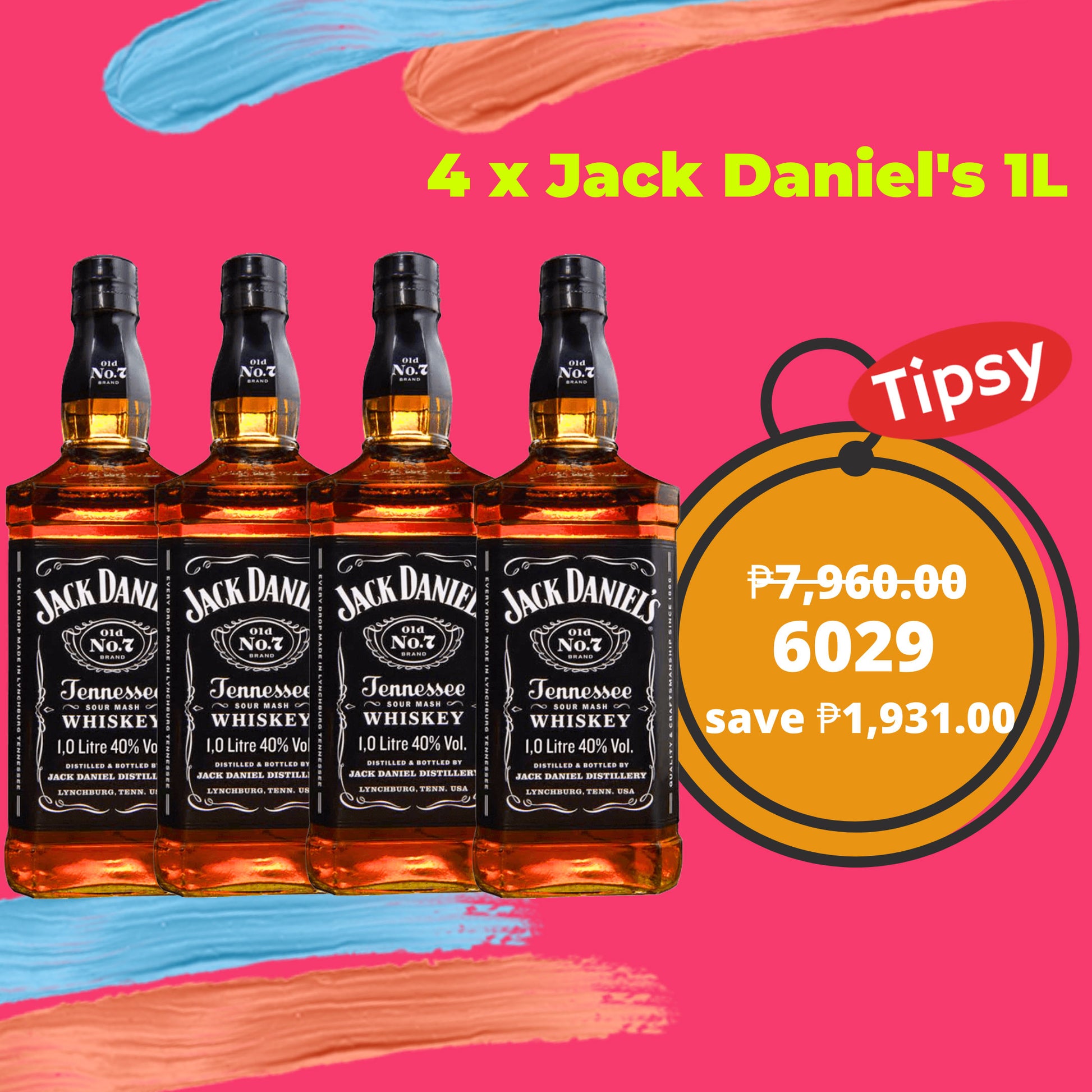 4 x Jack Daniel's 1L 40% ABV Price Philippines