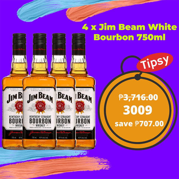 Buy 4 x Jim Beam White Bourbon Whisky 750ml at a Very Affordable Price in the Philippines