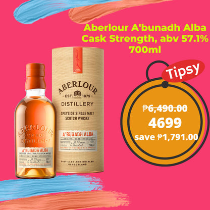 Buy Aberlour A'bunadh Alba Cask Strength, abv 57.1% 700ml Single Malt Whisky at a Very Affordable Price in the Philippines