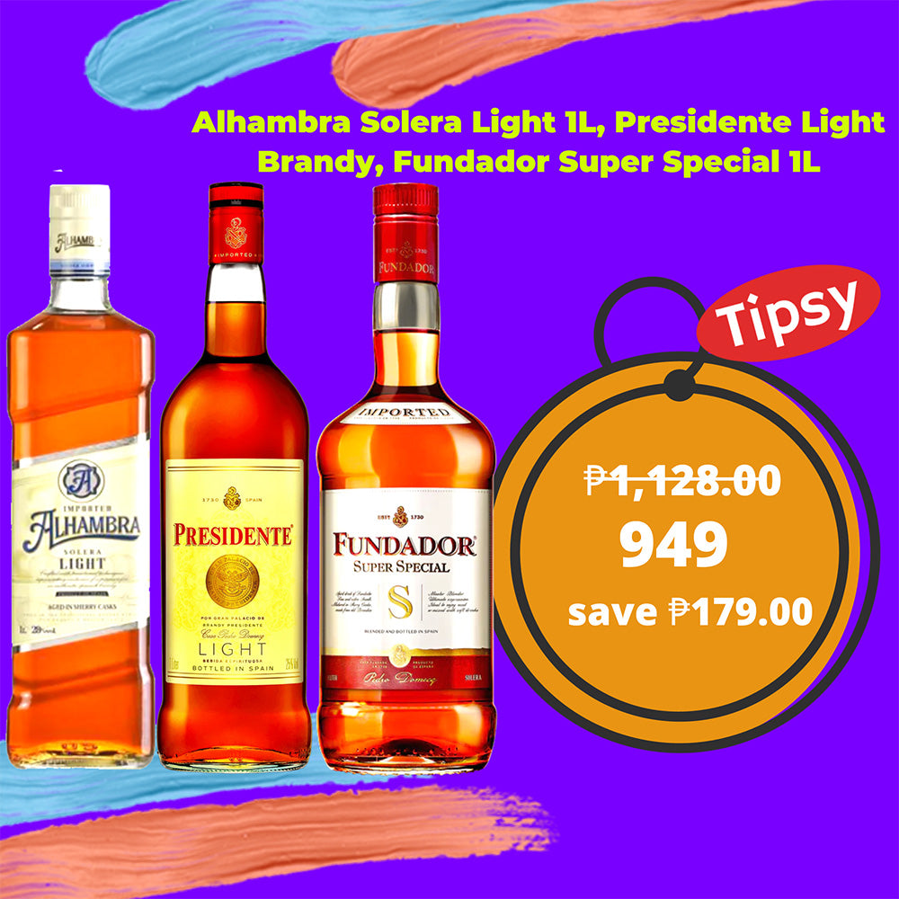 Alhambra Solera Light 1L, Presidente Light Brandy 1L, Fundador Super Special 1L