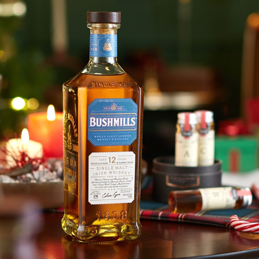 Bushmills 12 Year Old is a marriage of single malts matured for a minimum of 12 years in hand-selected Oloroso sherry butts and bourbon barrels, including a finish of six months in marsala barriques. 