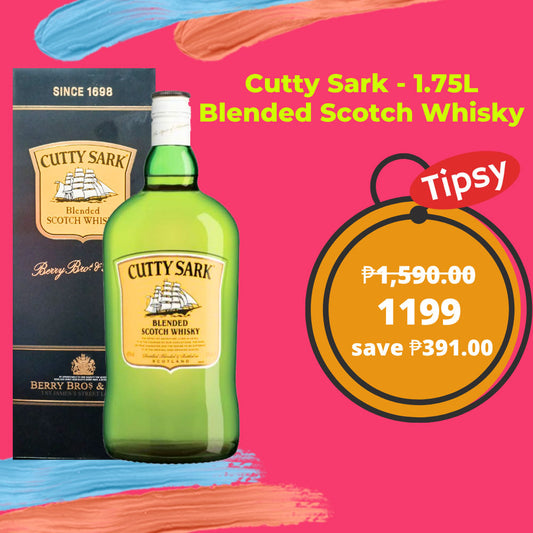 Cutty Sark blended Scotch Whisky bottle and packaging on a colorful background Price Philippines.