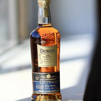 Dewar's 25 Year Old Signature is made exclusively with malt and grain whiskies matured for at least 25 years, including a finishing period in casks from Royal Brackla.