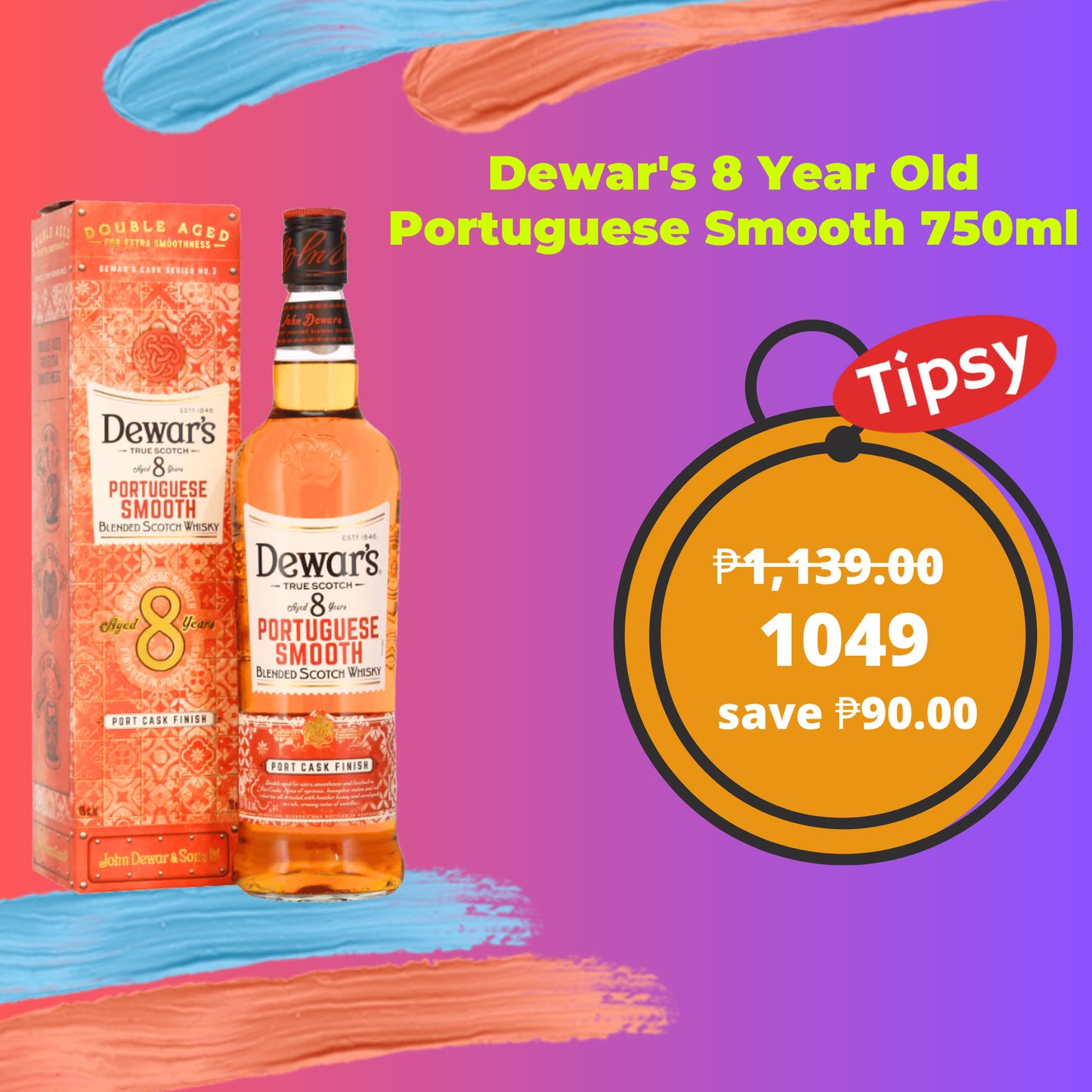 Dewar’s 8 Year Old Portuguese Smooth Blended Scotch Whisky (40% ABV) Price Philippines