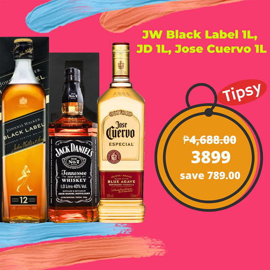 Johnnie Walker Black 1L, Jack Daniel's 1L,  Jose Cuervo 1L (no stopper)