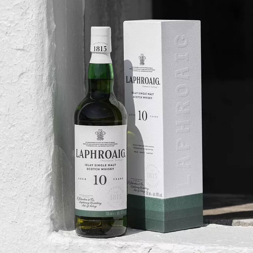 Laphroaig 10 is the definitive Islay peated single malt, distilled following traditions laid over the last 200 years by passionate master distillers. It’s a staple for connoisseurs and a peaty rite of passage. ​