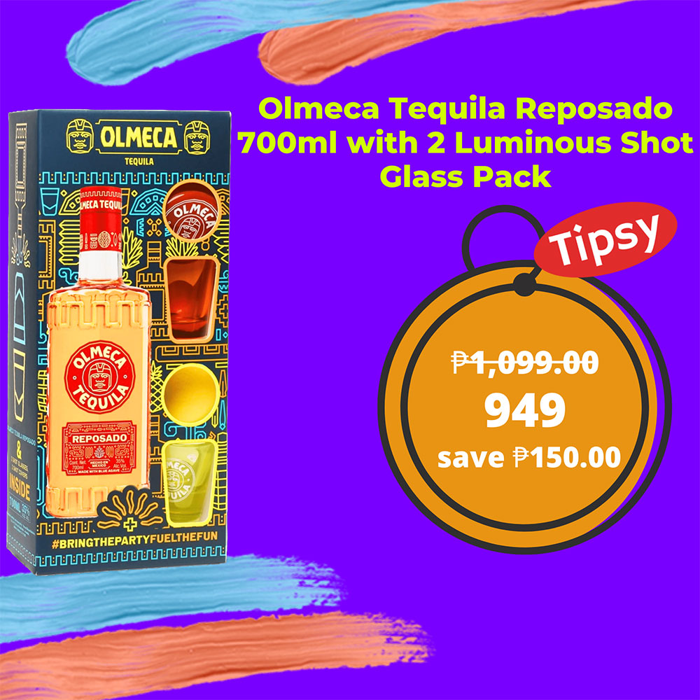Olmeca Tequila Reposado 700ml with 2 Luminous Shot Glass Pack