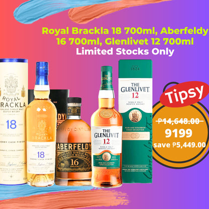 Royal Brackla 18 Year Old 700ml, Aberfeldy 16 Year Old 700ml, Glenlivet 12 Year Old 700ml Price Philippines