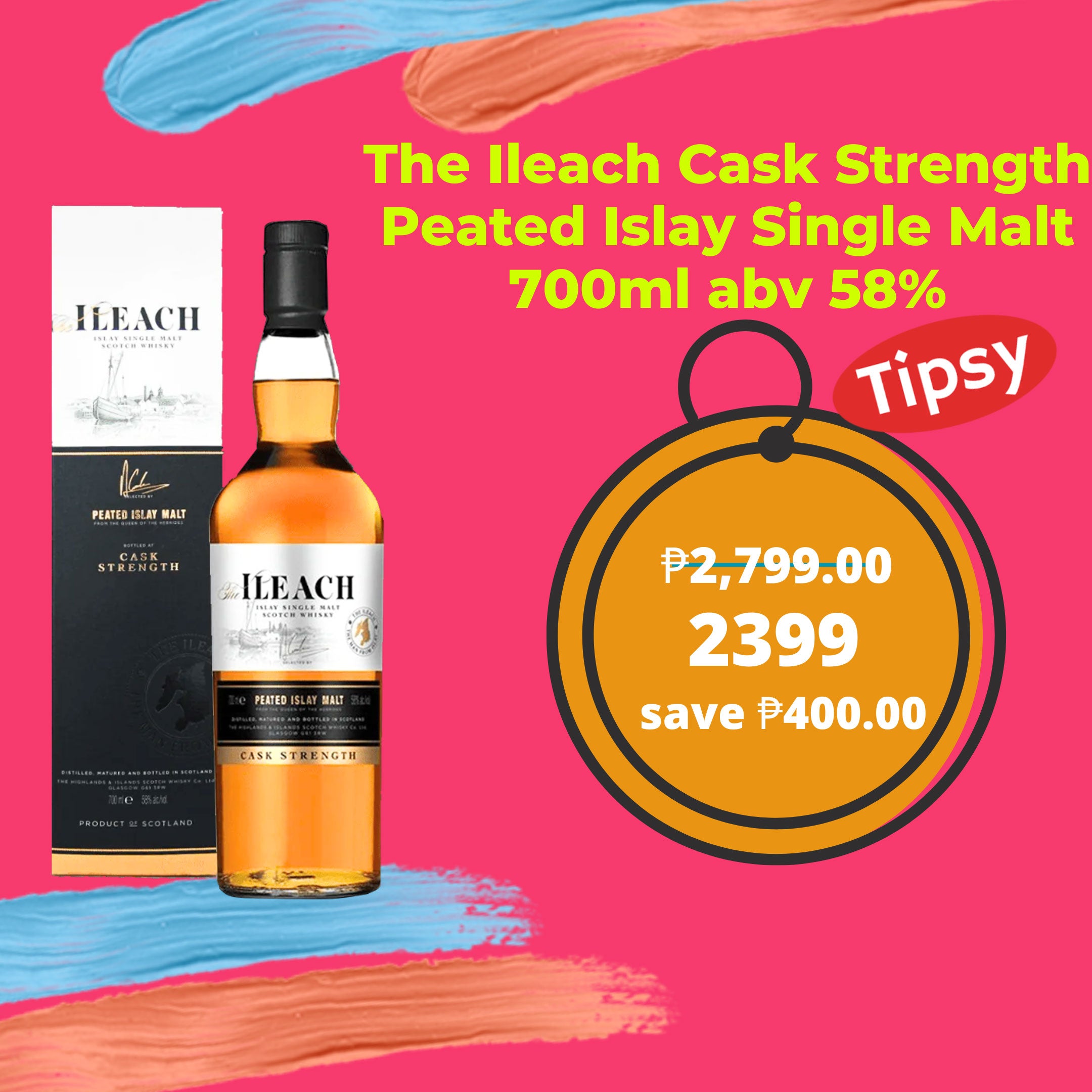 Buy The Ileach Cask Strength Peated Islay Single Malt 700ml 58