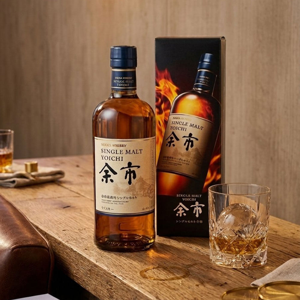 Yoichi Single Malt has pleasant peaty notes and smokiness originating from the traditional direct coal-fired distillation as well as a briny hint delivered by the sea breeze during the aging process.