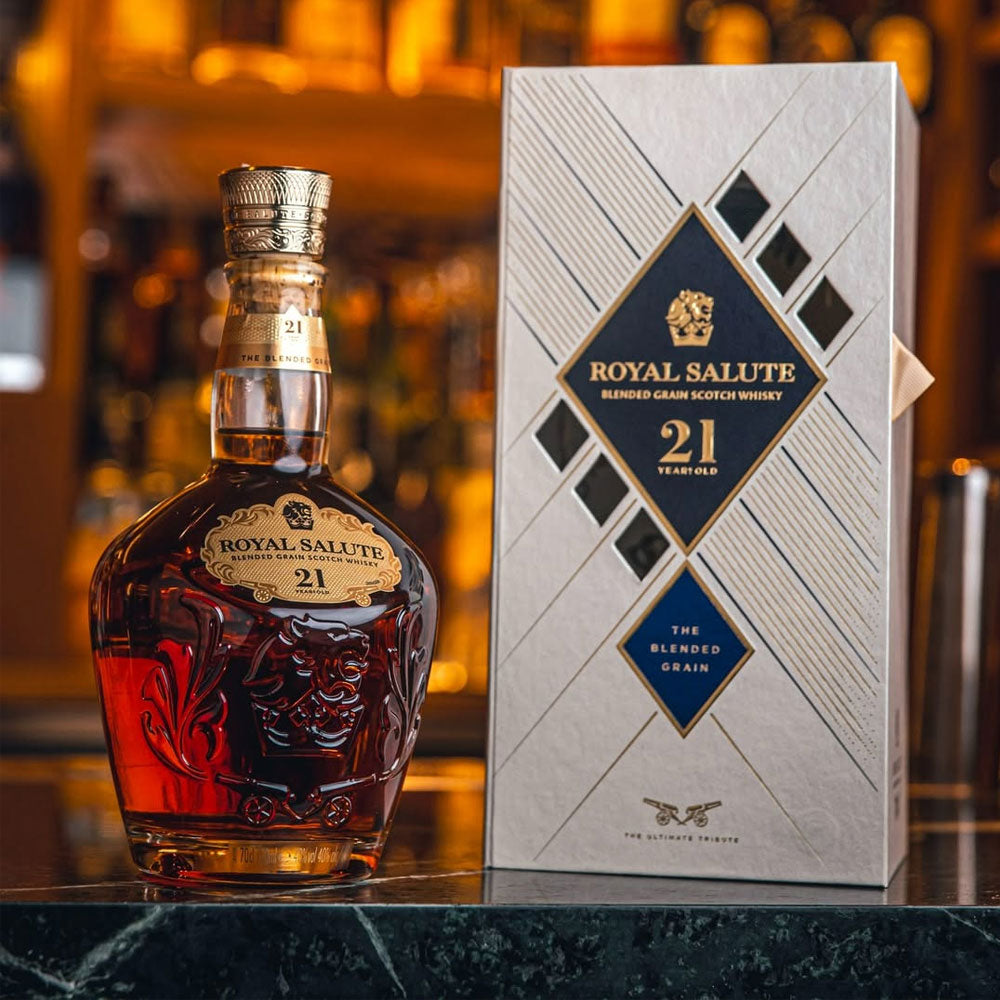 This stunning bottle of Royal Salute 21 Year Old is a delicious blended grain whisky that brings a truly incredible, smooth and moreish array of notes to the table. Expect apricots, pear drops, gentle oak, cinnamon spice and a crisp, clean mouthfeel. 