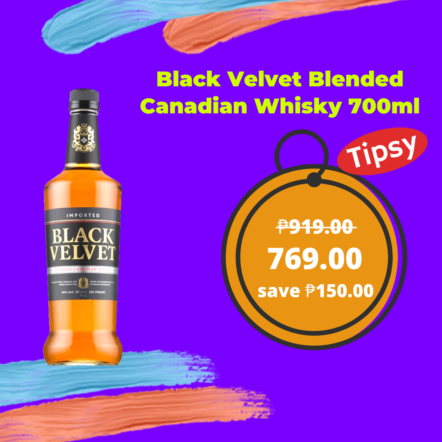 Buy Black Velvet Blended Canadian Whisky 700ml at a Very Affordable Price in the Philippines